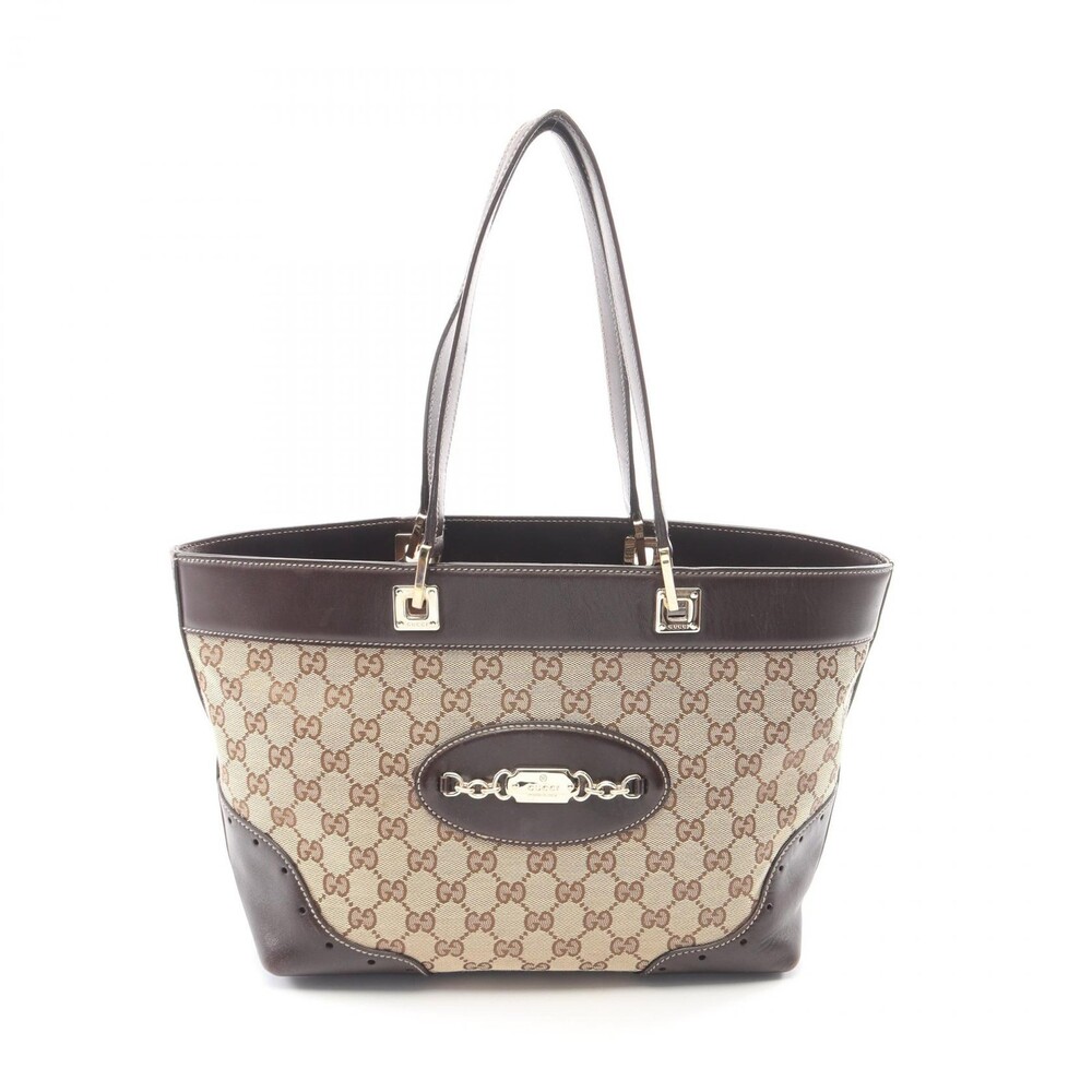 Gucci Gg Canvas Tote Hand Bag Leather #295436G67B